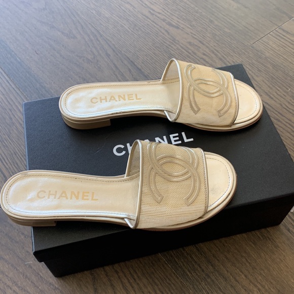 Chanel METALLIC GOLD SANDAL MULE 39 - Picture 4 of 7